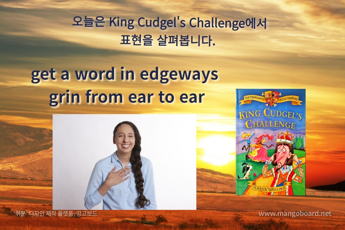 get a word in edgeways, grin from ear to ear