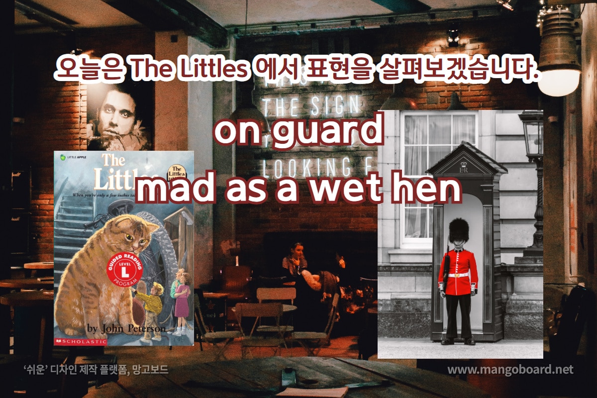 on guard, mad as a wet hen